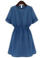 Romwe Rolled Sleeve Blouson Dress