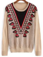 Romwe Chevron Print Knit Sweater