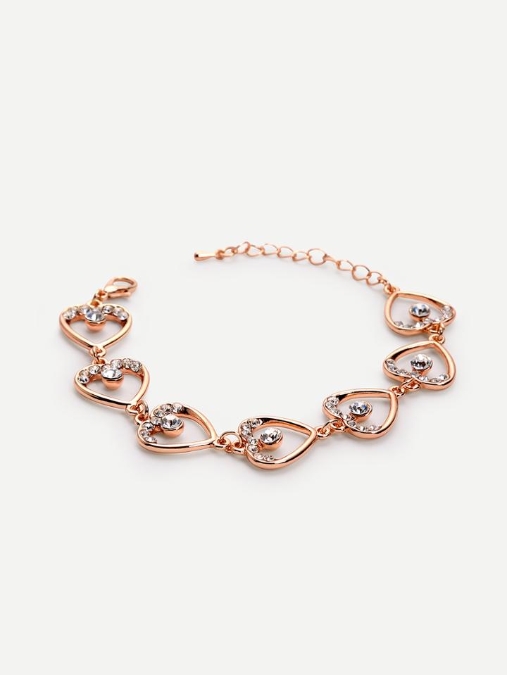 Romwe Minimalist Diamond Heart-shaped Bracelet