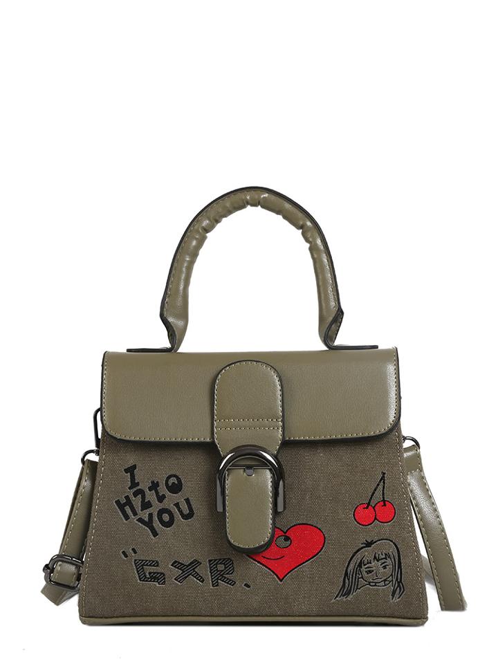 Romwe Cartoon Print Saddle Bag