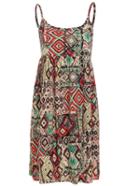 Romwe Buttoned Front Tribal Print Cami Dress