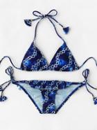 Romwe Daisy Print Ruffle Detail Side Tie Bikini Set