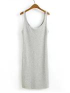 Romwe Scoop Neck Split Back Tank Dress