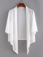 Romwe Open-front Asymmetric Chiffon Blouse