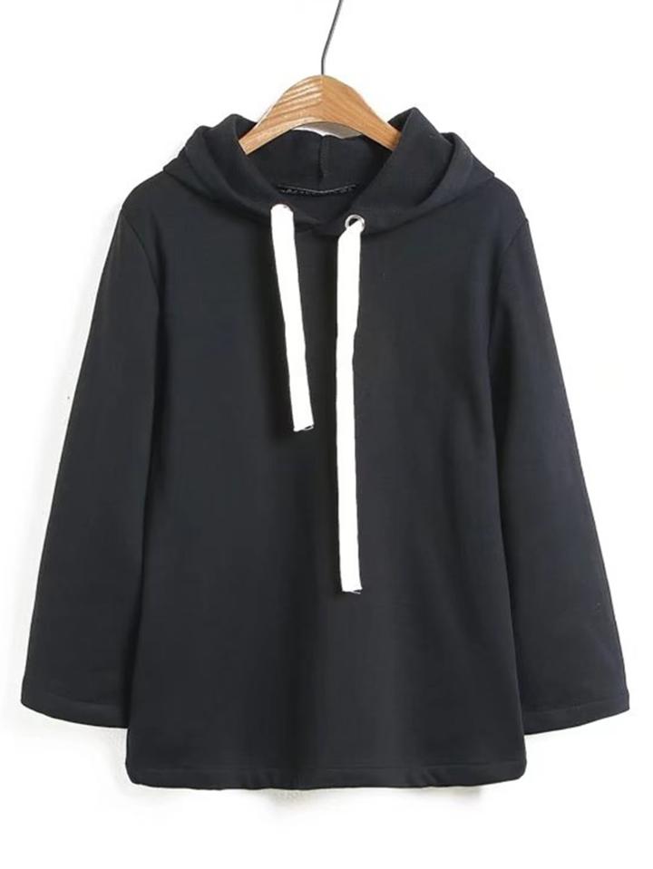 Romwe Contrast Drawstring Loose Hoodie