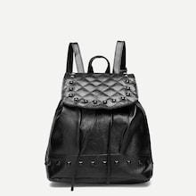 Romwe Studded Trim Quilted Flap Backpack
