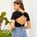 Romwe Solid Backless Tee