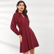 Romwe Cut Out Neck Knot Back Dress