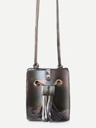 Romwe Brown Iridescent Structured Tassel Drawstring Crossbody Bag