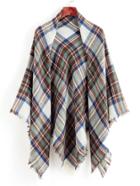 Romwe Frayed Edge Gingham Print Scarf