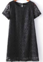 Romwe Hollow Lace Slim Black Dress