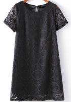 Romwe Hollow Lace Slim Black Dress
