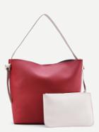 Romwe Color Block Tote Bag With Removable Clutch