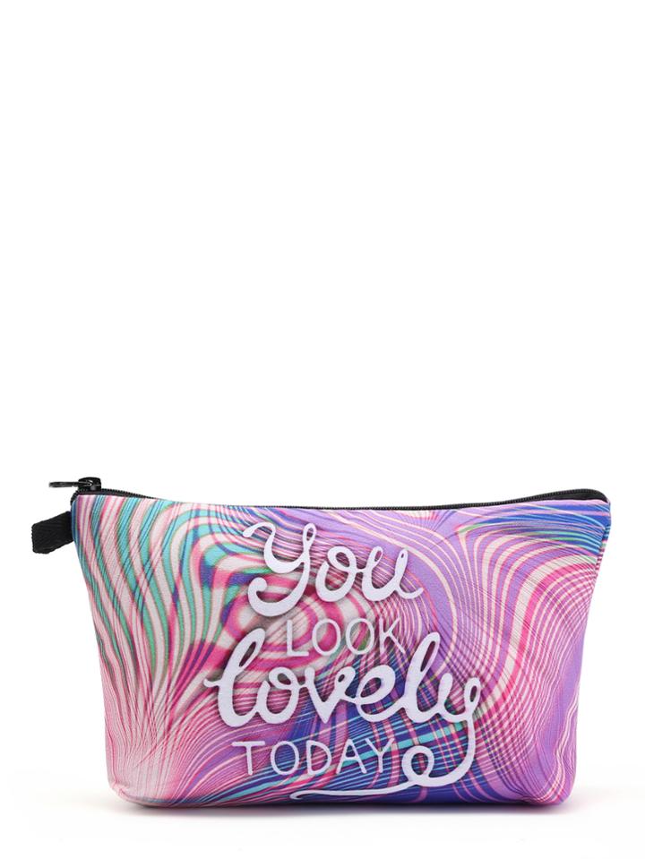 Romwe Slogan Print Cosmetic Bag