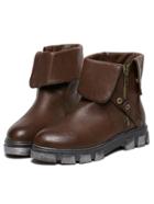 Romwe Brown Round Toe Convertible Zipper Boots