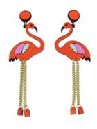 Romwe Red Color  Acrylic Flamingo Shape Statement Earrings