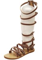Romwe Brown Buckle Low Heel Casual Sandals
