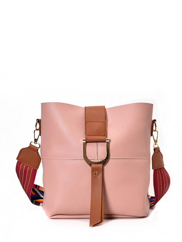 Romwe Strap Metal Buckle Shoulder Bag