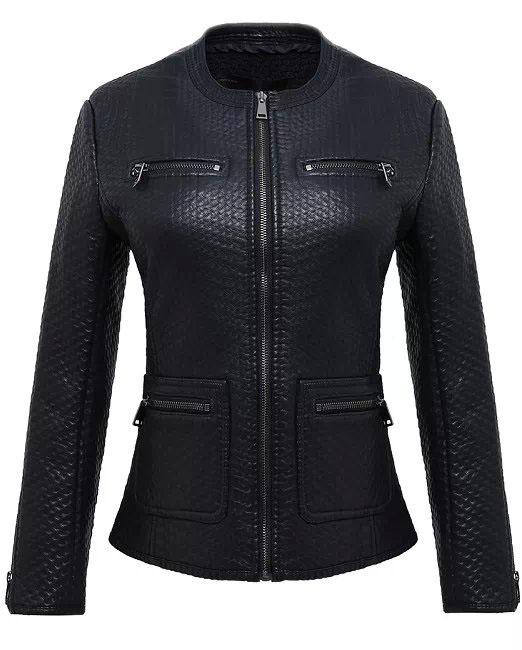 Romwe Zipper Pockets Slim Pu Jacket