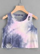 Romwe Water Color Ladder Cutout Tank Top