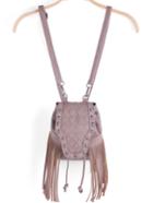 Romwe Pink Drawstring Tassel Plait Backpacks
