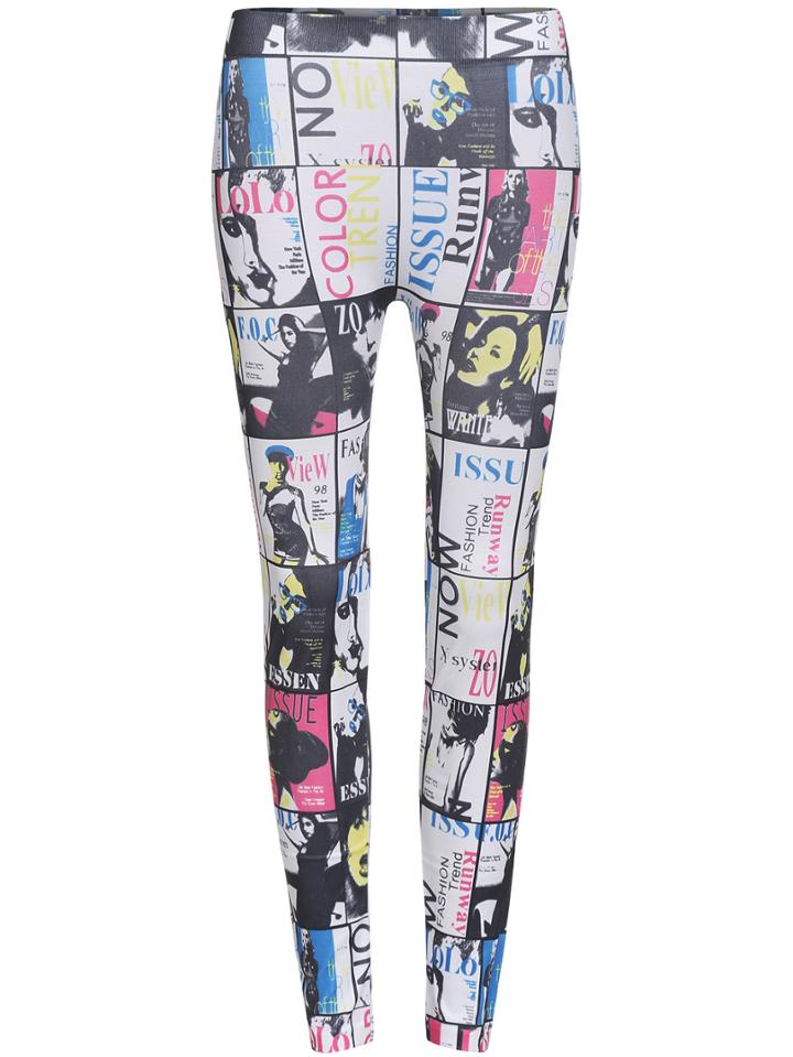 Romwe Elastic Waist Beauty Print Leggings