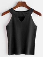 Romwe Halter Neck Cut Out Top