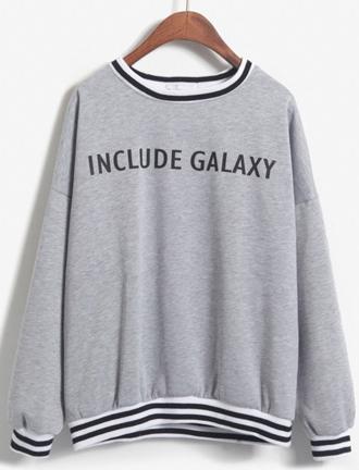Romwe Include Galaxy Print Grey Sweatshirt