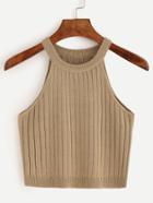 Romwe Light Brown Knitted Top