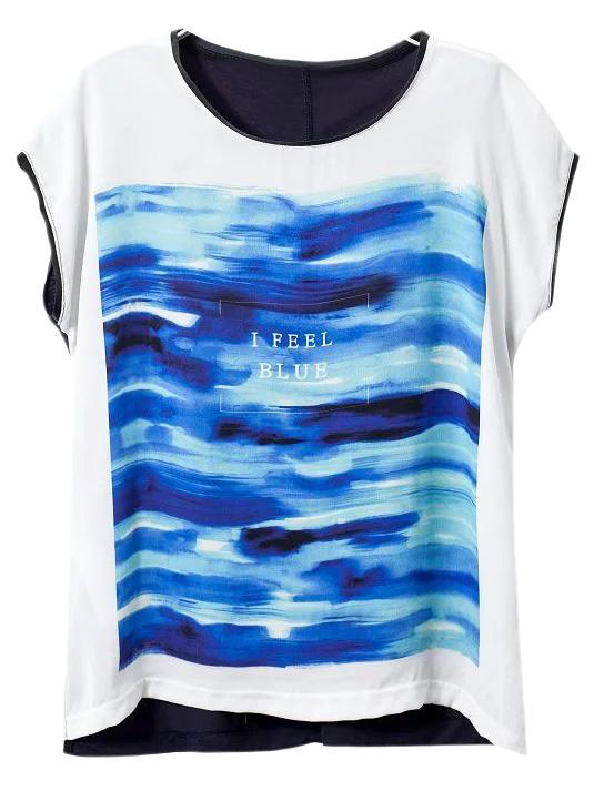 Romwe Multicolor Short Sleeve Letter Print T-shirt