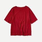 Romwe Men Asymmetric Hem Solid T-shirt