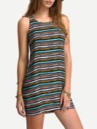 Romwe Multicolor Sleeveless Striped Vest Dress