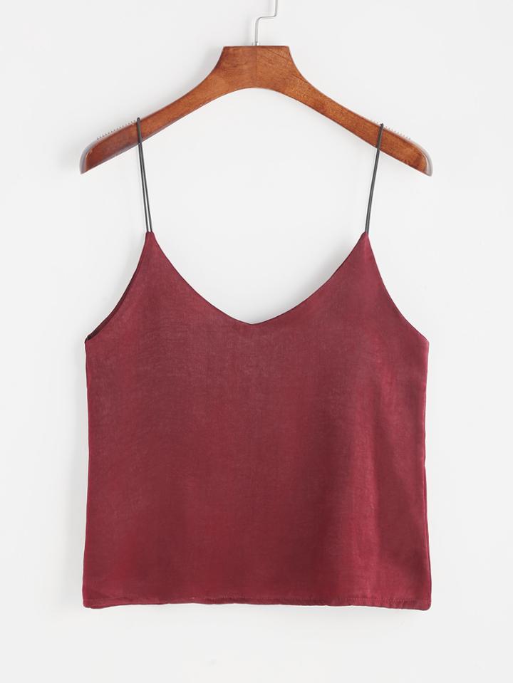 Romwe Spaghetti Strap Satin Cami Top