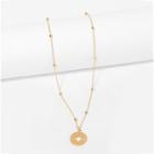 Romwe Open Round Pendant Chain Necklace