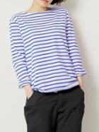 Romwe Long Sleeve Striped Blue T-shirt
