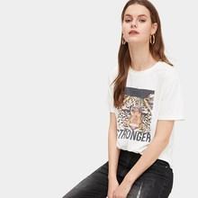 Romwe Tiger And Letter Print Tee