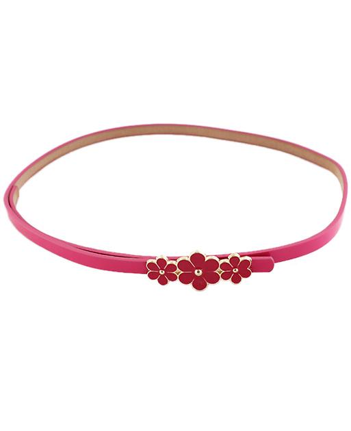Romwe Red Glaze Flowers Embellished Belt