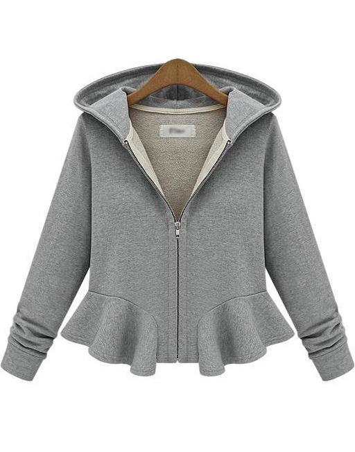 Romwe Hooded Ruffle Crop Outerwear