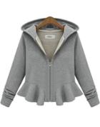Romwe Hooded Ruffle Crop Outerwear
