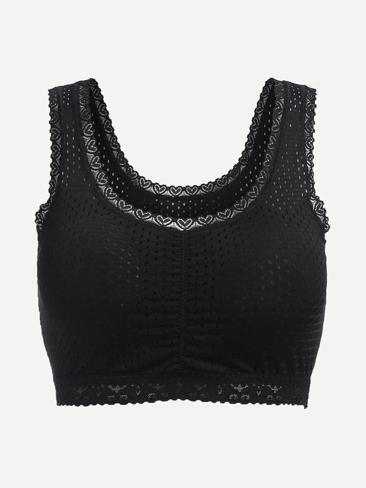Romwe Lace Trim Hollow Top