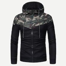 Romwe Guys Camo Print Hooded Sweatshirt