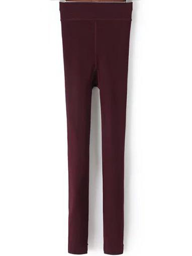 Romwe Thicken Elastic Burgundy Leggings