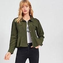 Romwe Ruffle Hem Plain Jacket