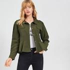 Romwe Ruffle Hem Plain Jacket