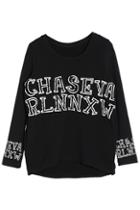 Romwe Chaseva Black Sweatshirt