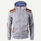 Romwe Guys Contrast Suede Zip Up Hoodie