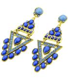 Romwe Blue Gemstone Gold Triangle Earrings