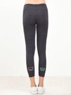 Romwe Deep Grey Battery Embroidery Skinny Leggings
