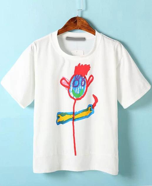 Romwe White Short Sleeve Graffiti Print T-shirt