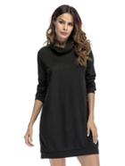 Romwe Cowl Neck Raglan Sweatshirt Dress